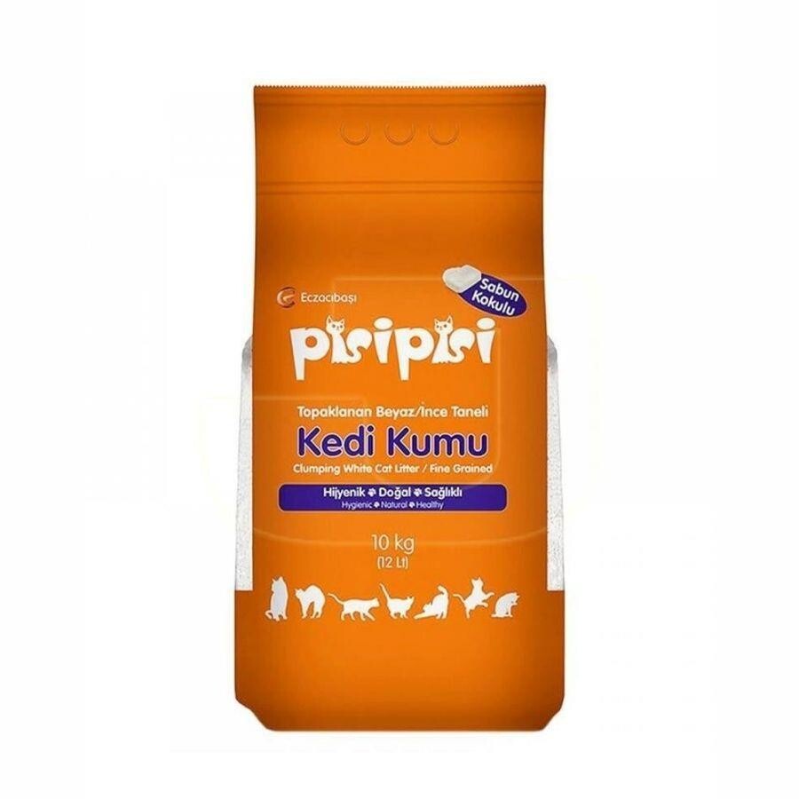 Pisipisi Sabun Kokulu İnce Taneli Topaklanan Bentonit Kedi Kumu 10 KG | SRC: Barcode: 8699349880071